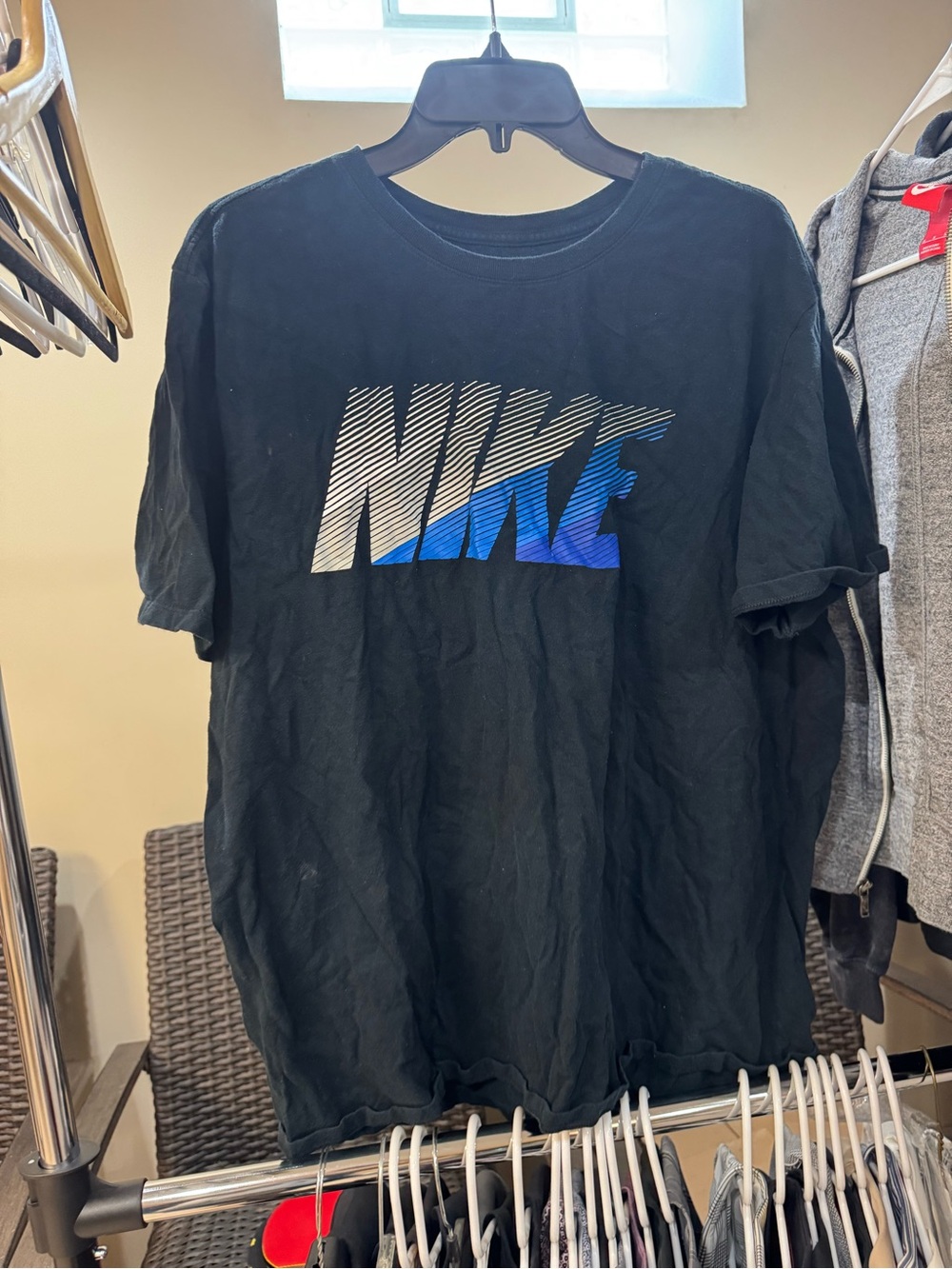 Nike Black Short-Sleeve Tee with Blue Gradient Logo